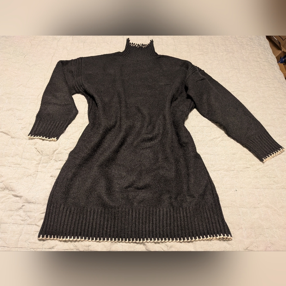 Max Studio Dark Gray Knit Sweater Dress